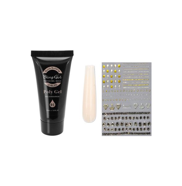 Quick Building Poly Gel &amp; Nail Art Stickers Set