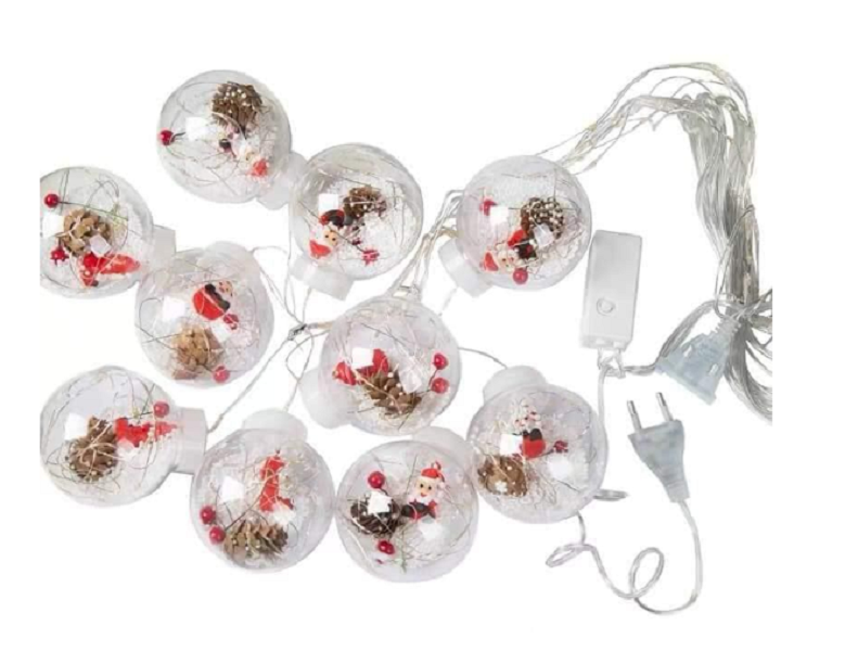 LED Curtain String Light Ball Santa Claus Snowman Christmas Decor for Home