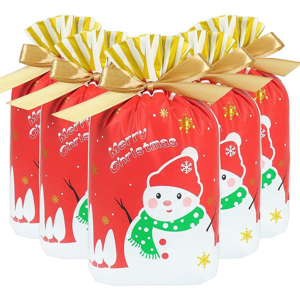 50pcs Christmas Goodie Bags Candy Treat Bags for Food Cookies Gift Giving