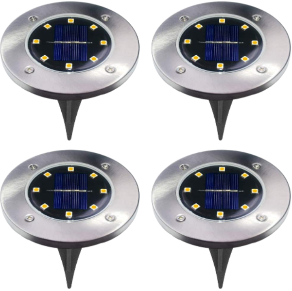 4PCS Solar Powered 8 LED Ground Light