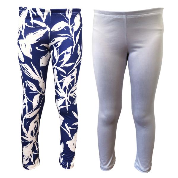 Baby/Toddler/Kids-Full-Length Leggings White Leaves &amp; White