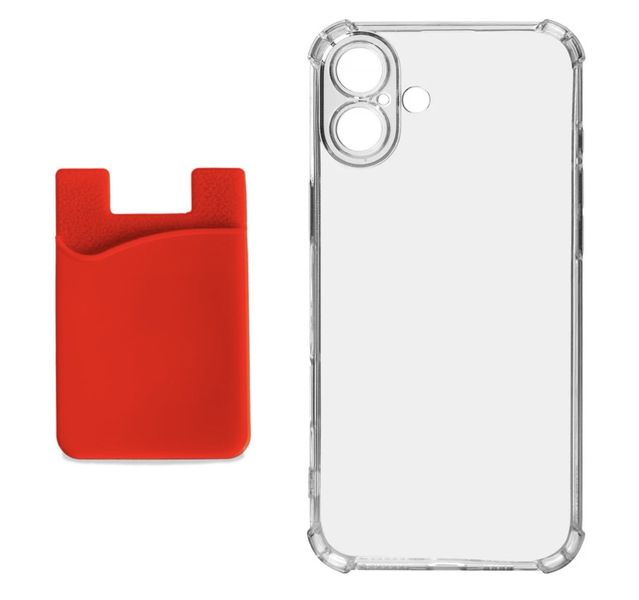Clear Cover For 16 Plus - Cover with Rubber Card Holder - Orange