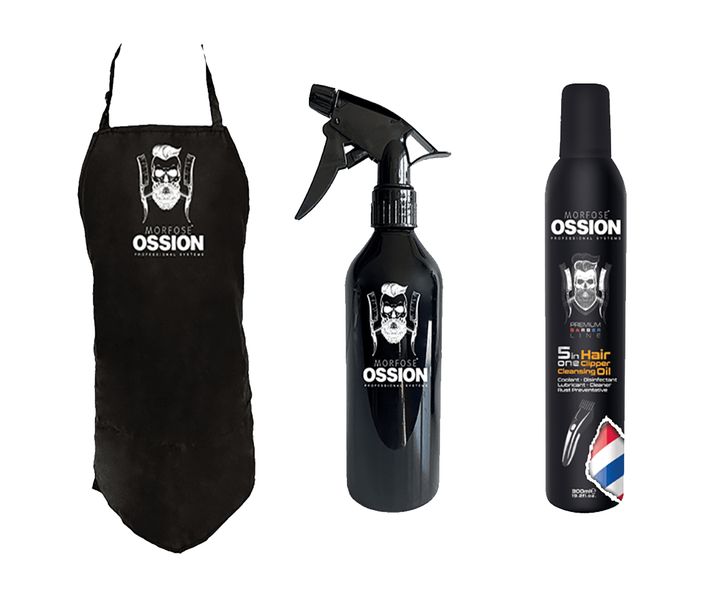 Ossion Cutting Cape + Spray Bottle + Clipper Cleansing Oil 300ml