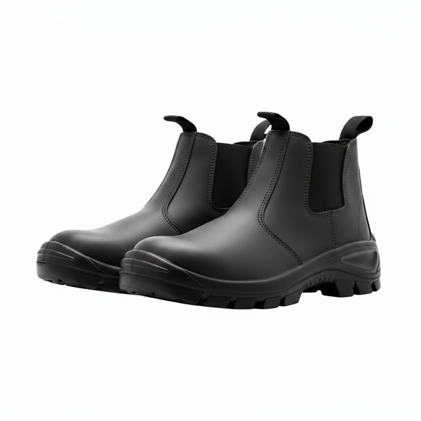 Chelsea Black Safety Boot Steel Toe Size 6 - Slip-Resistant - 2 Pack