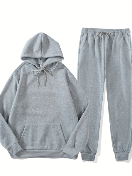 Tread Treasure-Men's Hooded Sweater with Pockets and Long Pants Two-Piece