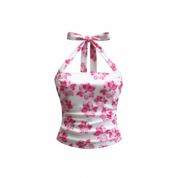 Halter Neck Suspender Top - Pink