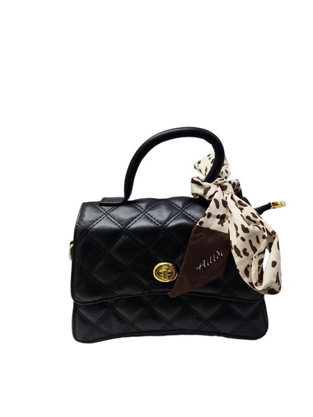 Faux leather handbag with scarf