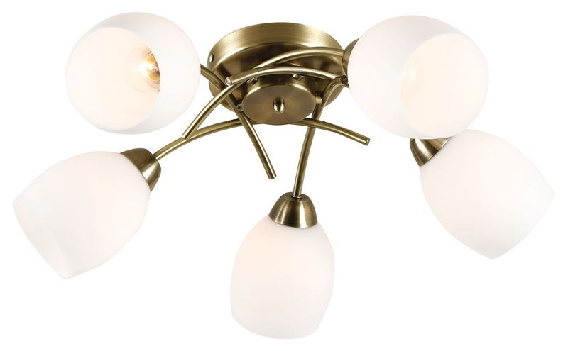 Stylish 5-Light Ceiling Fixture with White Glass