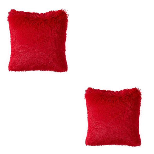 Faux Fur Scatter Cushion Plush Pillow (Set of 2)