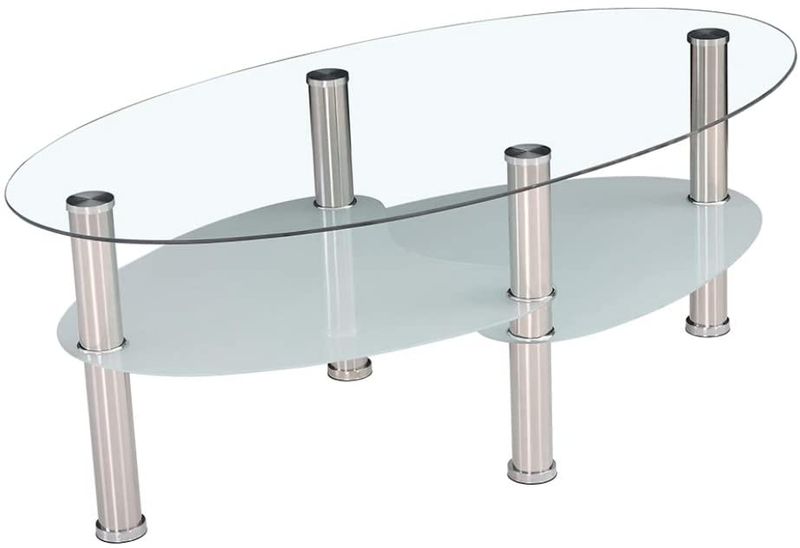 Glass Coffee Table - Oval - Transparent
