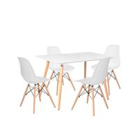 Rectangular Table & 4 Chairs - White