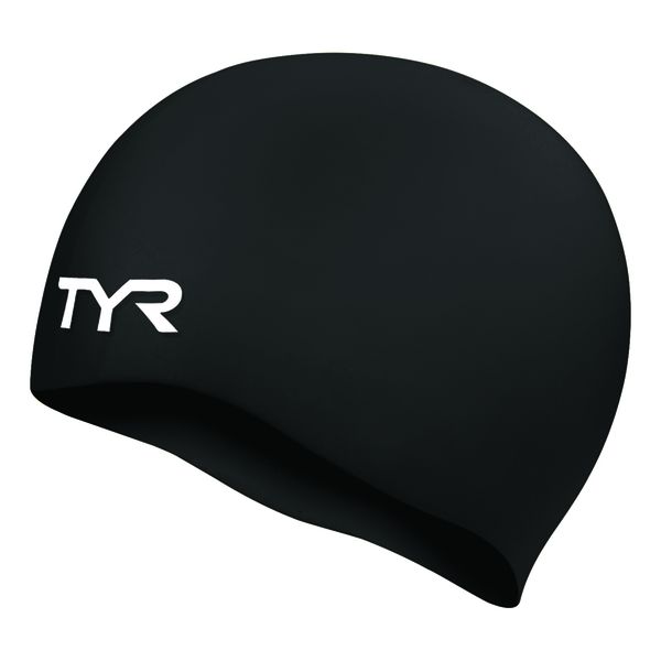 TYR Wrinkle Free Silicone Long Hair Swimming Cap - Black