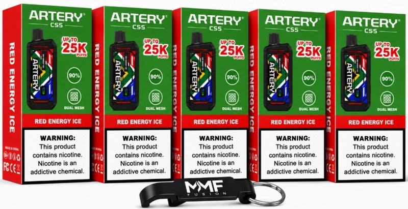 Artery MMF Edition 25000 Puffs Disposable Vapes - Red Energy (Pack of 5)