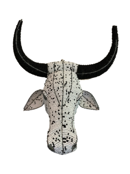 African Beaded Nguni Cow Head Wall Décor Large - Handmade