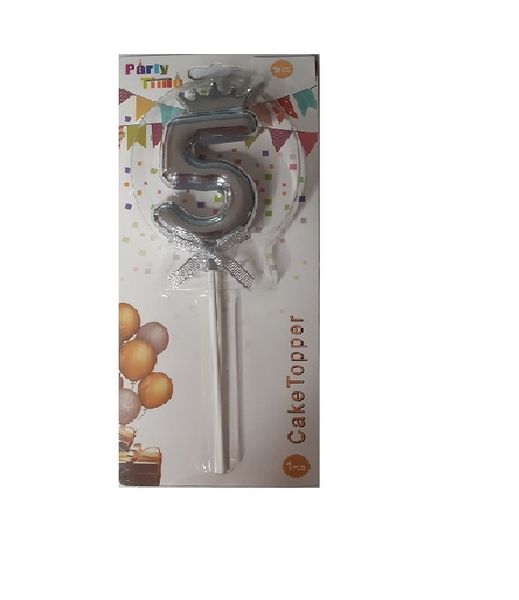 Cake Topper Number 5 - Silver