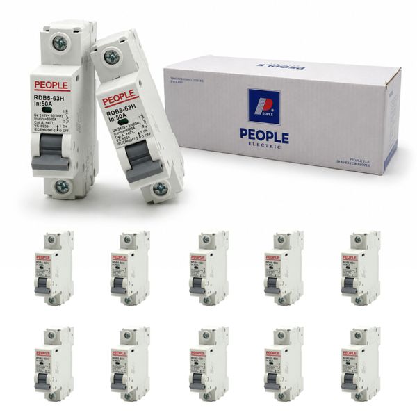 People RDB5-63H C50-1P 50A Single Pole Circuit Breakers - 12 Pack