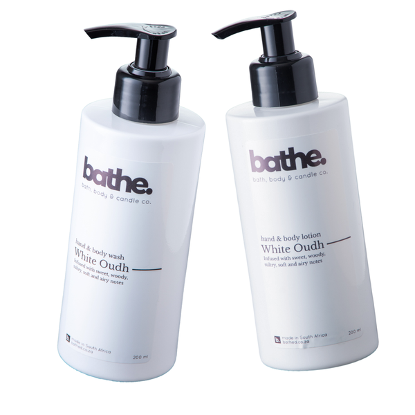 White Oudh hand + body wash &amp; lotion set