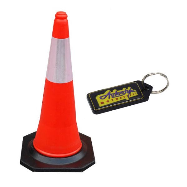 Traffic Road Safety Cone With Reflective Tape - 100CM High &amp; Gel Key Holder