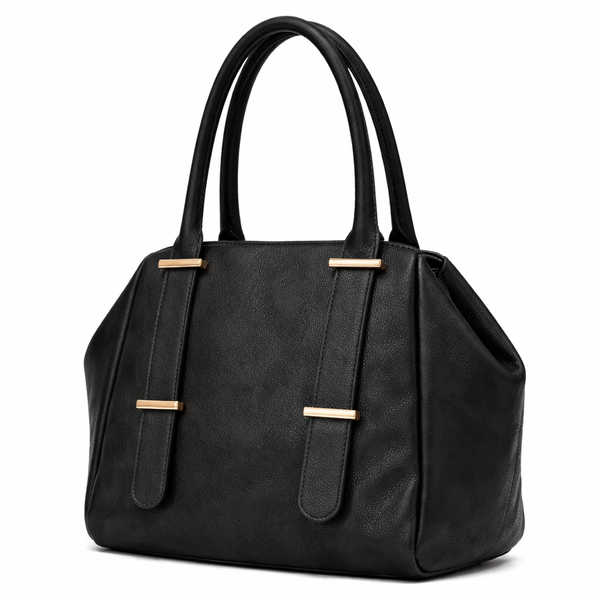 Elegant PU Leather Handbag with Gold Detail - Women's Shoulder Bag