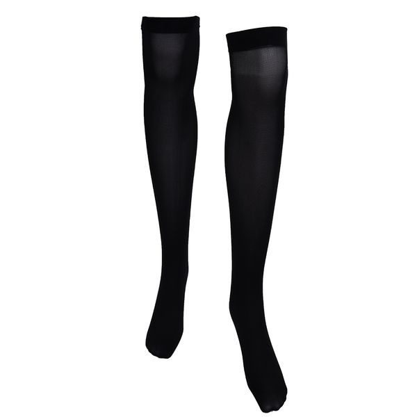 Pair Of Black Simple Design Solid Color Overknee Stockings