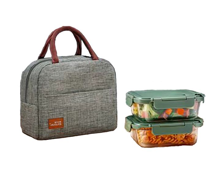 Glass Lunch Box Set of 3 Foil Insulated Tote Cooler Bag Shop Today