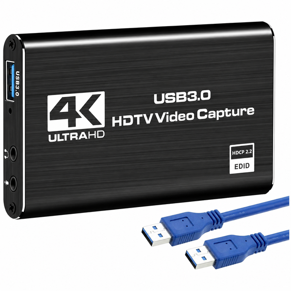 4K USB 3.0 HDTV Video Capture Card with Blue USB Cable-HD Recording Device