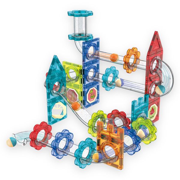 Magic Marble Run - DIY Magnet Building Blocks - STEM Toys for Children - 74 Pieces