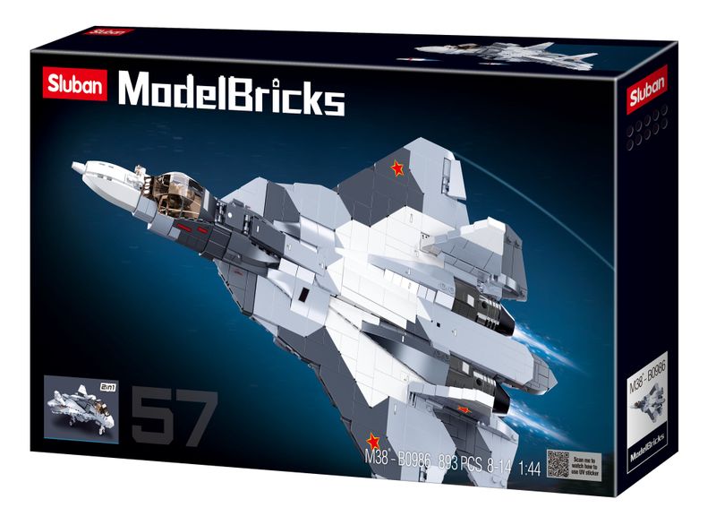 Sluban Model Bricks SU57 Fighter 893 Pieces