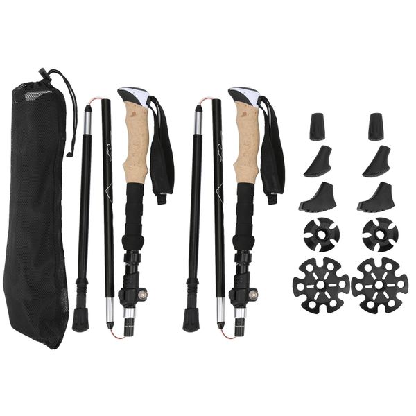 2 Pieces black aluminium hiking poles