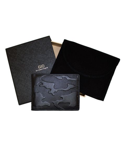 GIO-102 Full Grain Genuine Leather Bifold Card Holder Gift Wallet with Box