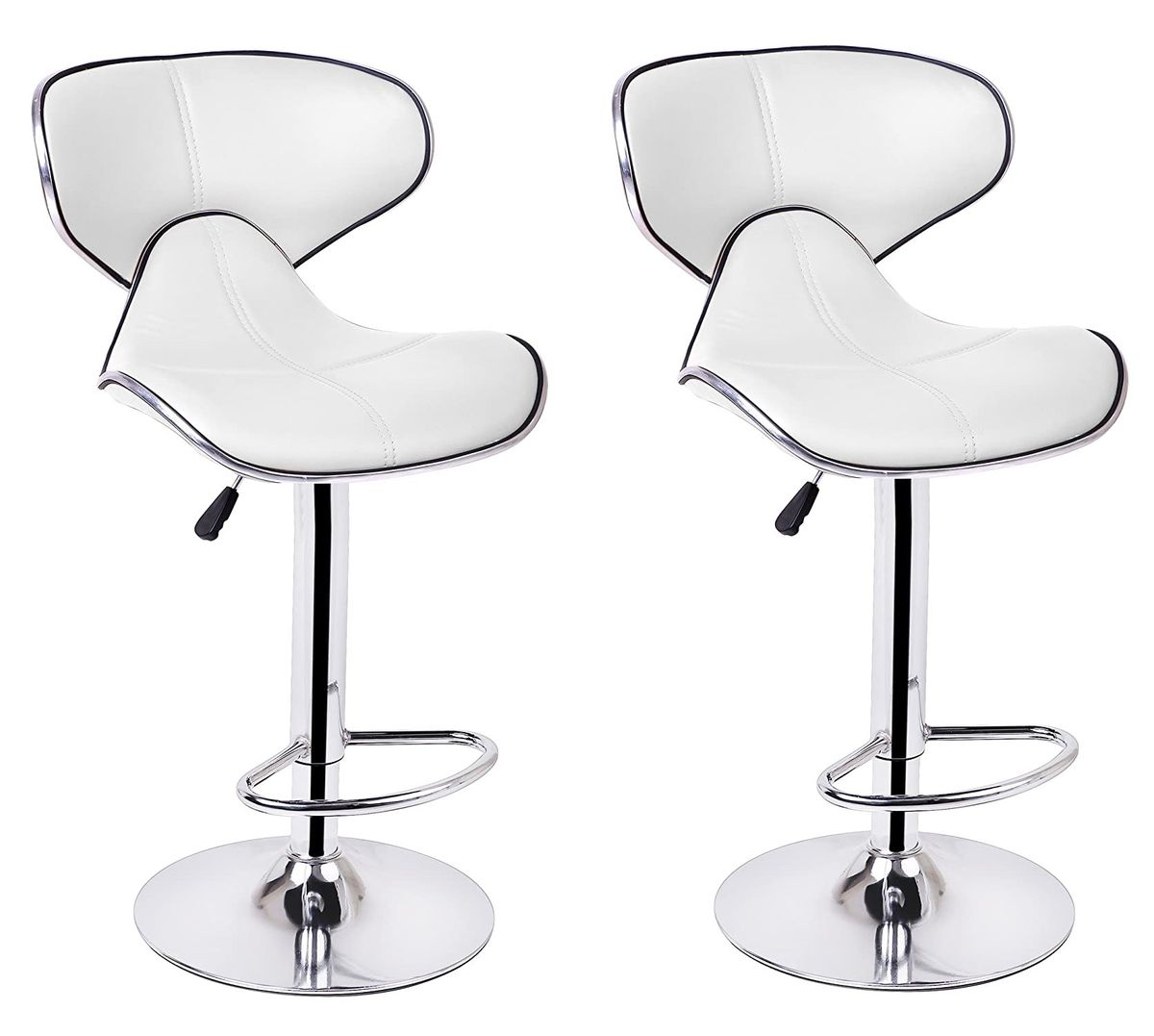 Bar Stools with Stylish Stitching Set of Two White Colour Buy