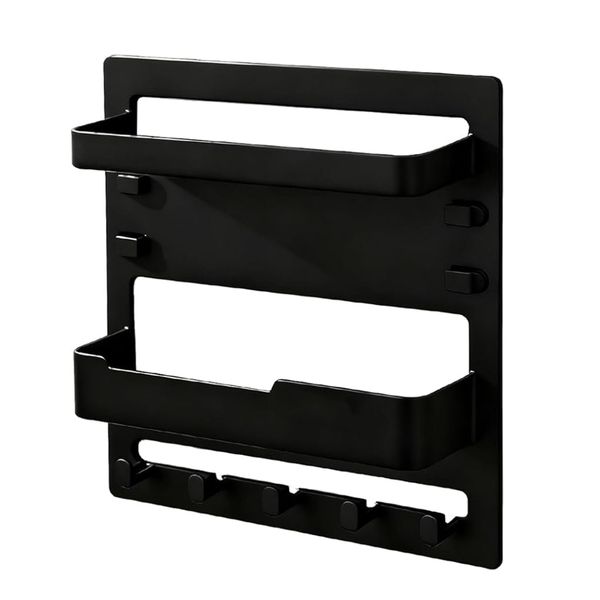 Bedside Shelf Wall Mount with Hooks and Cable Clips Bedside Wall Organizer