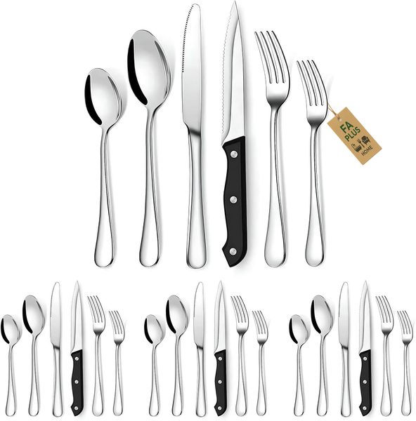 24-Piece Stainless Steel Cutlery Set with Steak Knives - Service for 4