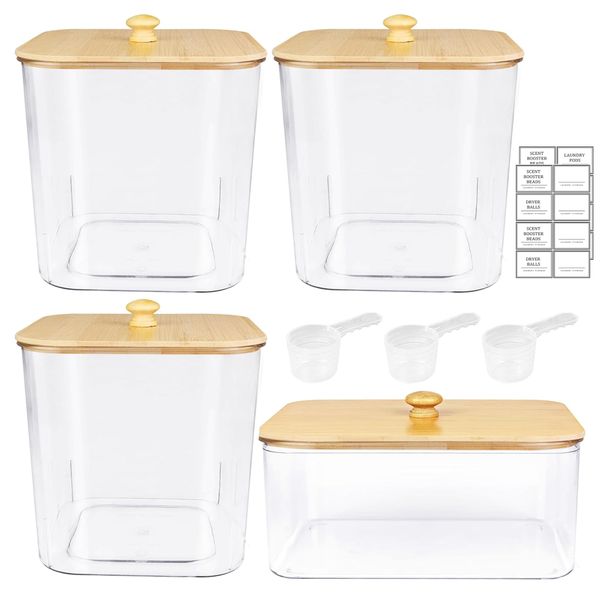 3+1 Pack Laundry Pods Container,Clear Laundry Room Organization Containers