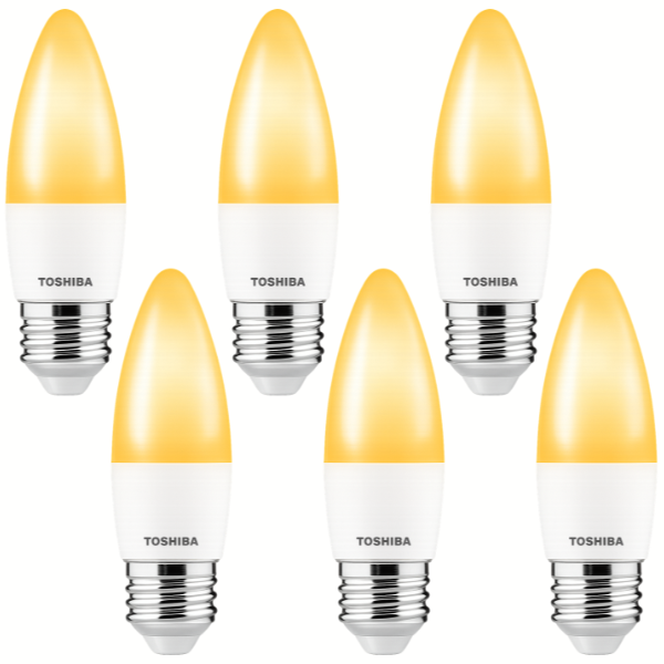 TOSHIBA E27 LED Candle Light Bulb 5W Warm White 3000K - 6 Pack