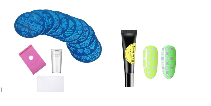 Round Stamping Plates Nail Art Set with Stamping Gel (8ml)