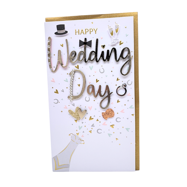 Wedding card - Happy Wedding Day - Popping champagne