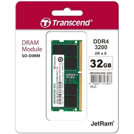 Transcend DDR4 RAM Laptop - 32GB RAM DDR4-3200 SO-DIMM Jet RAM