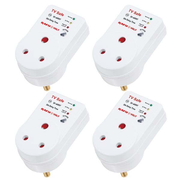 4 Piece SAFY 16A Voltage Protector TV Safe Plugs