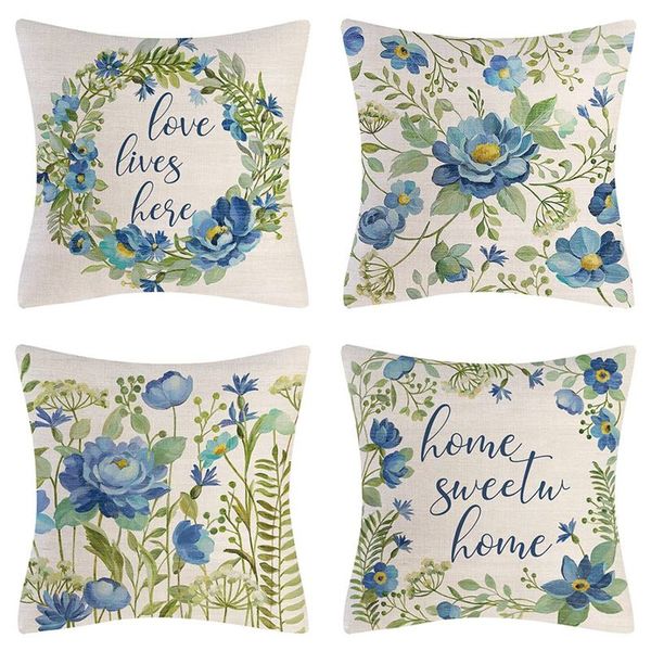 Spring Pillow Covers 18X18 Set Of 4 Farmhouse Throw Pillows