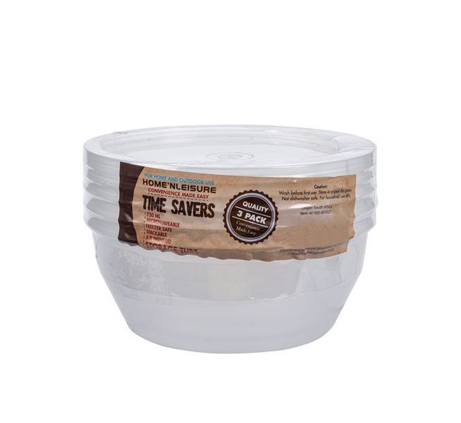 Container Micro/Freezer 3 Piece Rnd 750ml (10 Pack)