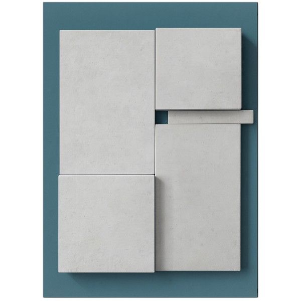Modern Abstract 3D Geometric Wall Art - Blue &amp; Grey