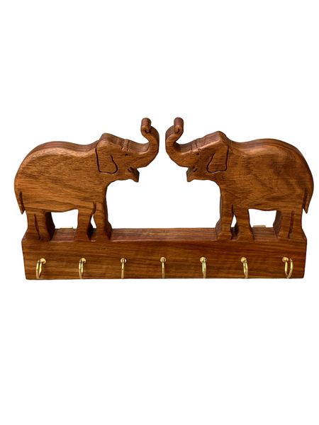 Wooden African Elephant Wall Key Holder - Handmade Locally