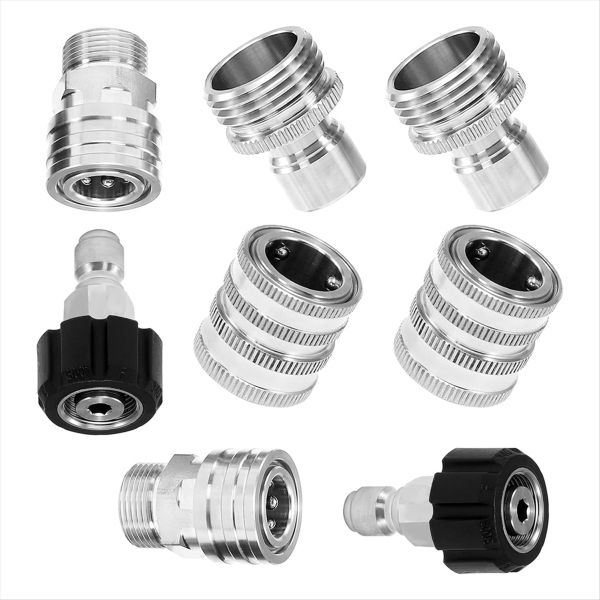 8Pcs Pressure Washer Adapter Kit Stainless Steel Quick Connect Set