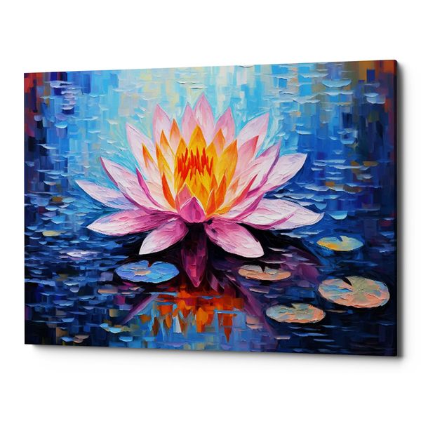 Canvas Art - Lake Of Illusions Lotus Flower Canvas Print Wall Art Decor