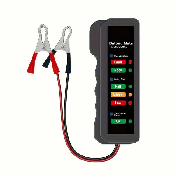 12v Car Battery Tester Battery Mate - Alternator Tester with LED Indicator