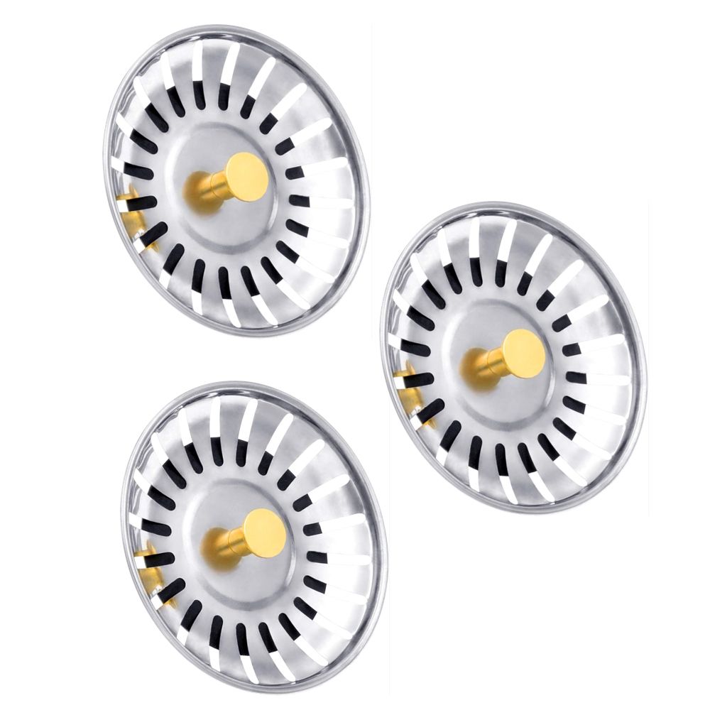 Kitchen Decor Stainless Steel Strainer & Filter Sink Plugs Set of 3 - 8cm
