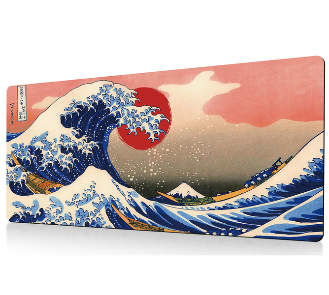 Large XL Size Anti-Slip Kanagawa Wave Gaming Mouse Pad Desk Mat Japan Style