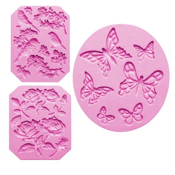 Kitchen Chocolate Silicone Shaping Mold Butterfly - Set of 3