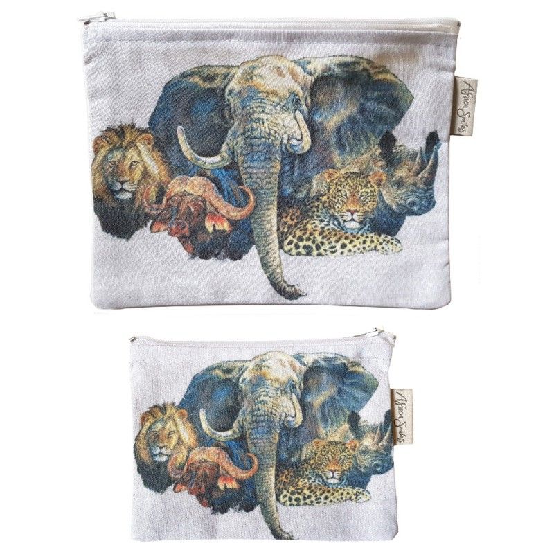 2 Piece Big Five Animal Handbag Organiser/Fabric Money Pouch Set Shop